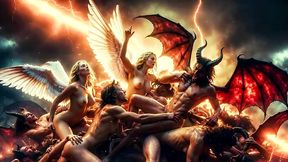 heaven and hell orgy - ai generated fantasy