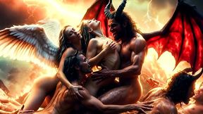 heaven and hell orgy - ai generated fantasy