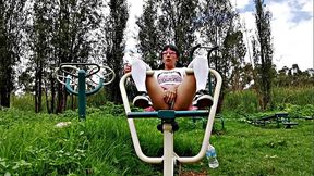 Sissy exhibit, public cumshot