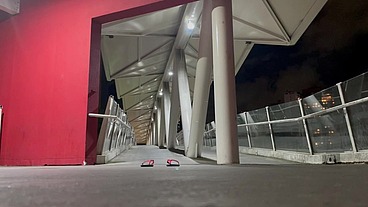 Flashing and masturbating outdoor - Public footbridge