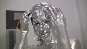 nude silver body painting