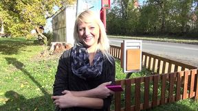 sexy blonde katy rose waiting for bus but she gets unexpected proposal. she agree so lets to watch how kate rose fuck