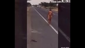 Indian daring desi  walking nude in public road in daytime