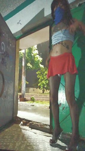 Sexy Latin Shemale Showing Off On The Street