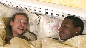 Gay ebony couple fucks a white man