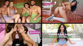 Hot MILFs get deepthroated and pounded in wild group sex