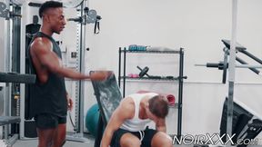 Handsome dude seduced and fucked by his muscular black trainer