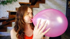 Birthday Balloon Tease with Lipstick & Fingernail Fetish - Jina's Inflatable Fetish Fun 4k