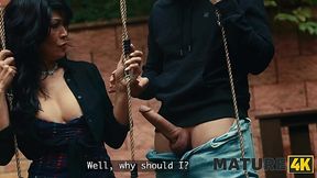 Tanned and slim asian milf, gets seduced by a kinky guy