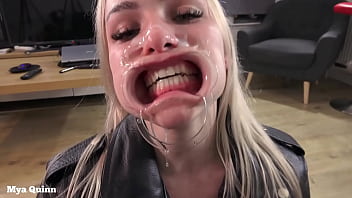 Mya wearing Levi&#039_s jeans and leather jacket and gets fucked through hole, piss on clothes, mouth gag deepthroat