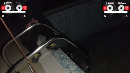 a sex ejaculating from the swimming pool railing