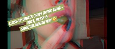 Close-Up Braces Grape Eating ASMR – Juicy, Messy & Seductive Mouth Play 😋
