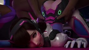 3D Porn Cartoon: Slim Petite Bubble-assed D.Va Gets Her Pussy Drilled Hard In Front Of a Sexy Shadow