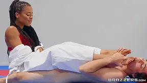 Kira Noir And Ricky Spanish - Petite Ebony Fucks White Boy On The Floor