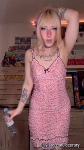 Wet Student Cools Herself Down In A Hot Weather 🥵