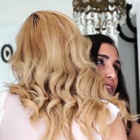 Blond and Latina lesbo sex