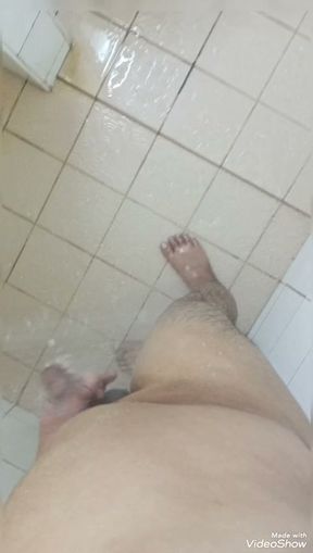 Penis handjob and shower