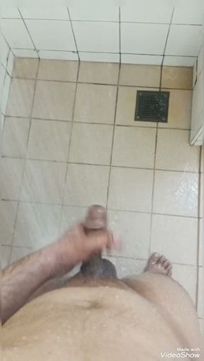 Penis handjob and shower