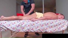 Nasty guy hunk gets oiled massage