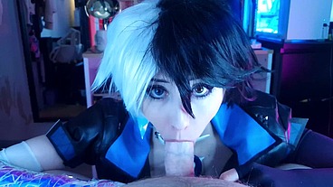 Pervy roommate wanted to see my luna snow cosplay so I dominated him