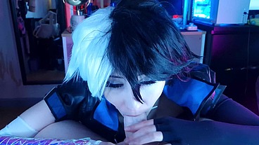 Pervy roommate wanted to see my luna snow cosplay so I dominated him
