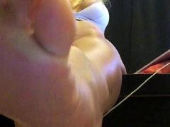 Busty ebony hottie sucking and licking big black boner