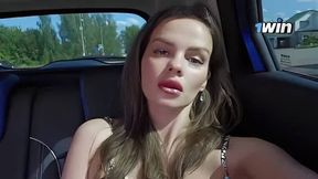 Drove to work in a taxi, stroked my honeypot in public - greatest XXX porn!