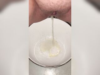 Girl Pees in mixing bowl