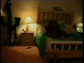 Black on black hardcore action with a stud banging a young babe in bed