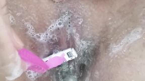 Cuckold Husband Films Her House Wife Shaving Her Hairy Pussy