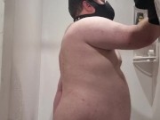 NZ Kiwi Kinky Bear gets fucked in shower with long dildo and fucks blue alien pussy - long version