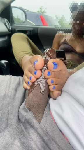 His baby mama crazy footjob again!