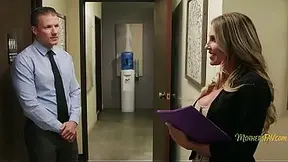 Blindfolded EXPERIENCED LADY gets a surprise MMMF threesome with her stepson and coworker