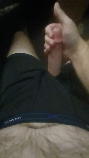 Jerking in black Hanes boxerbriefs