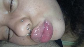 CREAMPIE FACIAL, SHE FUCKS COCK UNTIL HE DUMPS ALL HIS CUM