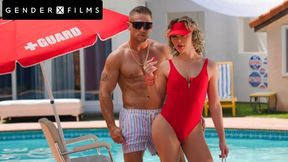 Crimson-torrid Trans Lifeguard Oudoor Pulverize wt Muscle Wolf - Emma Rose - GenderXFilms