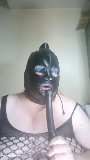 BBW TV sucks dildo and slaps her cheeks with it too