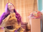 Squirting in my Lion Mascot Suit