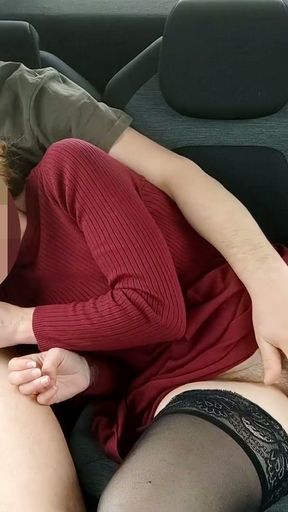 Dogging Slutty French Teacher in Public Parking Sucks Random Stranger's Big Cock for Her Husband's Cuckold - MissCreamy   Clip 1