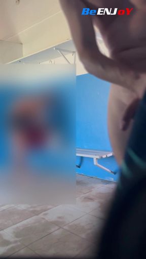 BeENJoY- Naked in the men's collective changing rooms of the pool with another man, the lady at the reception rinses&hellip;   Clip 1