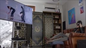 MIX - Catwoman Stella Watch And Admire Her Own Clips - Dark And Tan Pantyhose - Polish And English Language