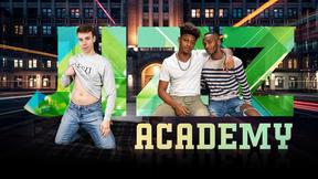 ”University Room Threesome Turns Twink Spit-Roast”