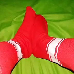 Red stocking horny