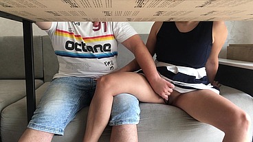 The student handjob the student under the table and gives a blowjob at the lecture - Erica Sweet