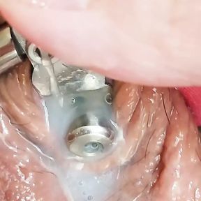 First time cumming in my inverted chastity device 5 inch urethral catheter tube