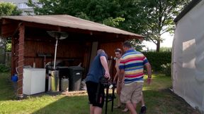 Small tits brunette sprayed in her mouth outdoor