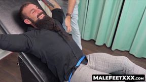 MaleFeetXXX.com - Bearded Jaxton's tickle torment and chair bondage by a master's ski