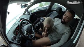 nesty gets fucked outdoor in a car on a rainy day