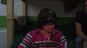 Hazed college twink blindfolded in dorm