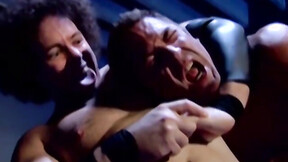 ”Trainer Luca Ciccone joins in a sexy steamy trio tormenting with a twink sub”